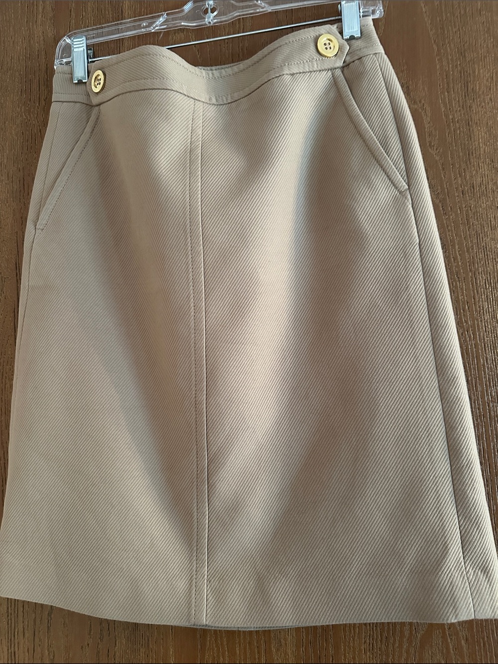 Talbots Beige Pencil Skirt with Button Detail